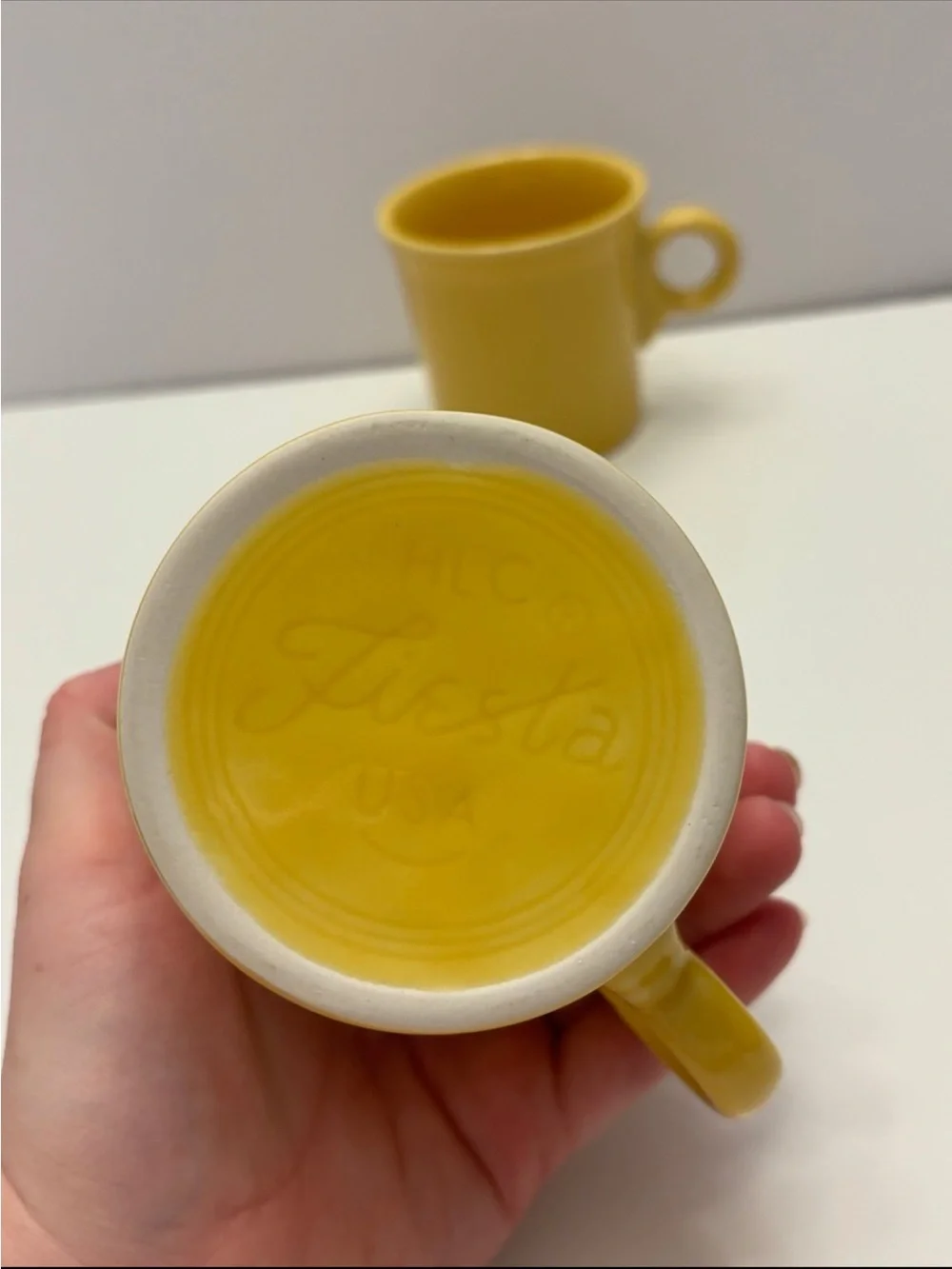 Set of Fiesta Homer Laughlin Fiesta Classic Ring Handle Mugs sunflower yellow